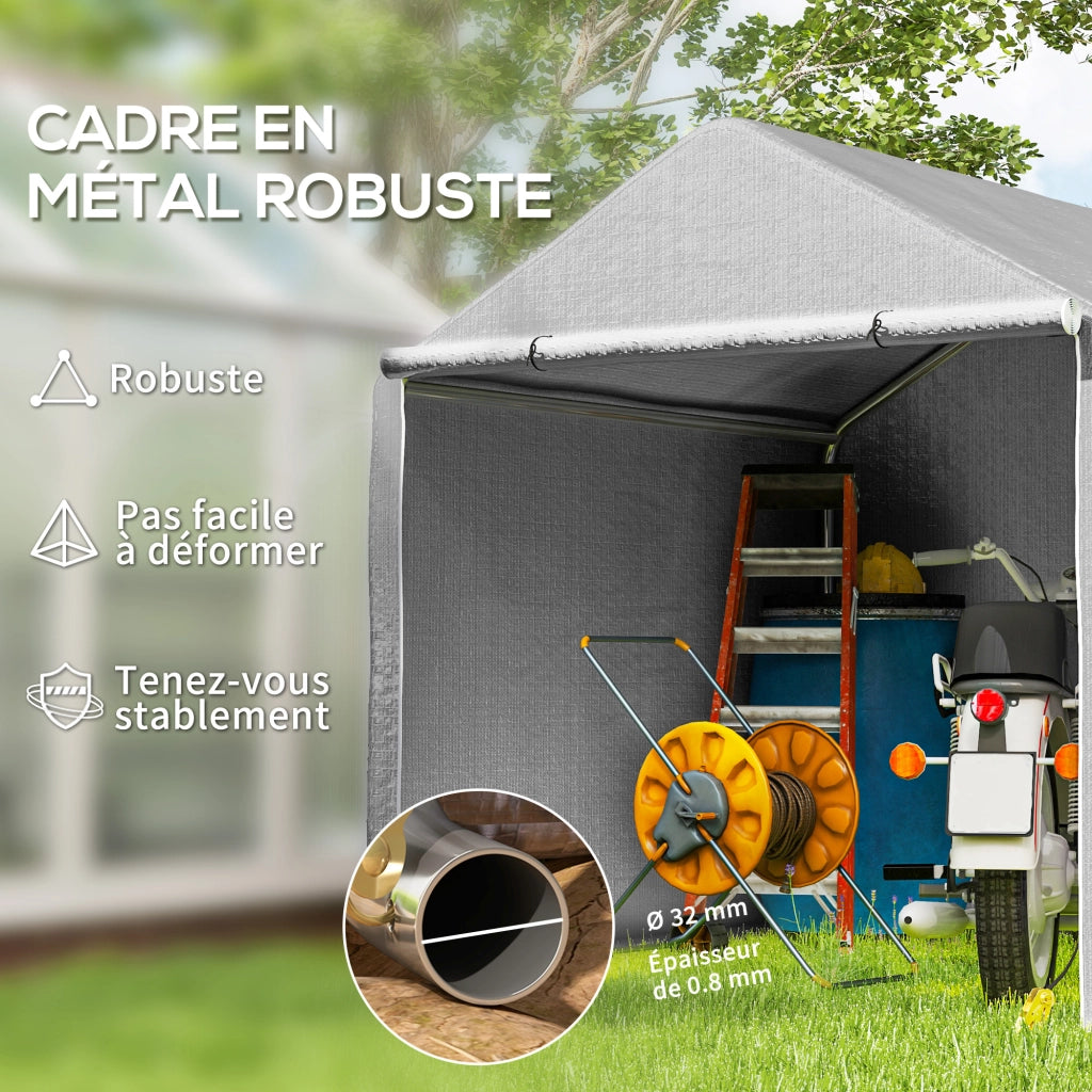 Capanno Giardino Biciclette ¨C Zephmum ¨C Grigio Acciaio Galvanizzato 200x200x200 cm