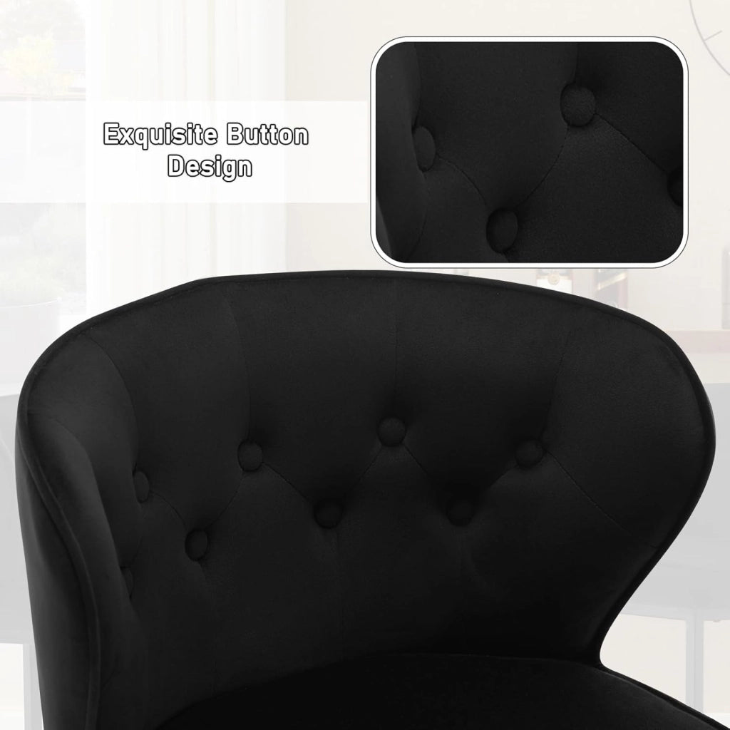 Set di 2 Sgabelli da Bar con Schienale, Sedie Sala Pranzo con Poggiapiedi Ergonomica per Cucina, Camera da Letto, Soggiorno, Sedie in Velluto e Gambe in Metallo, Nero, BH383sz-2