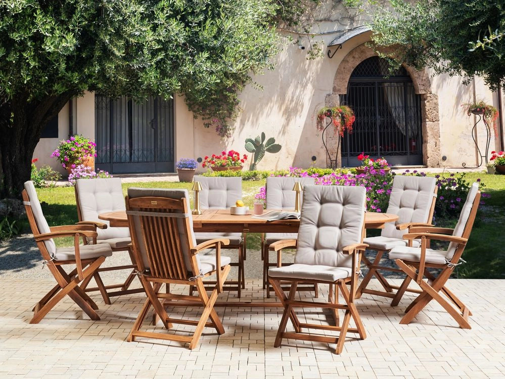 Set di 8 cuscini per sedile/schienale per sedie da esterno con lacci tortora giardino esterno