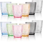 Set di bicchieri in acrilico colorati da 12 - 330 ml - Stivato - Ideale per acqua/succo/caffè freddo - Materiale di alta qualità - Tazze