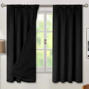 Gordini termoisolanti 100% oscuranti per camera da letto con imbottitura nera, doppia parete di tende oscuranti per tutta la camera con riduzione del rumore (132*160CM, nero, 2 pezzi)