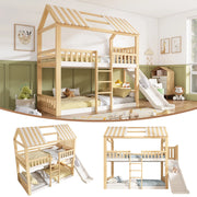 Letto a castello con tetto a capanna in legno 90x200 cm