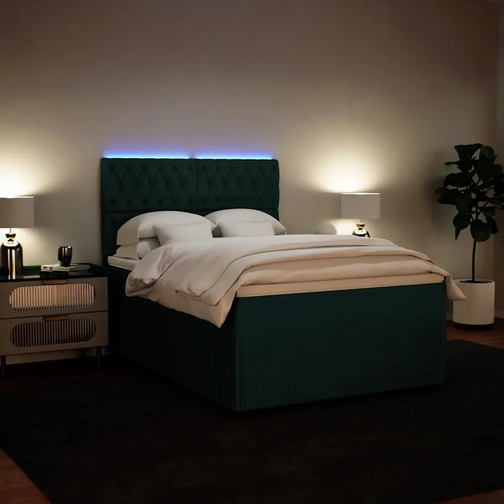 Giroletto a Molle con Materasso Verde Scuro 160x200 cm Velluto
