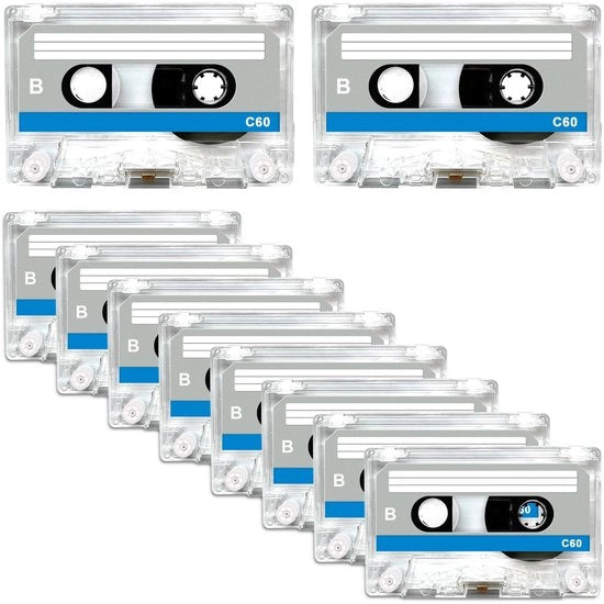 Cassette audio 10 pezzi - 60 minuti - cassette vuote con bassa rumorosità - cassette musicali - attutimento del suono - adatte per registrazioni - nastri audio