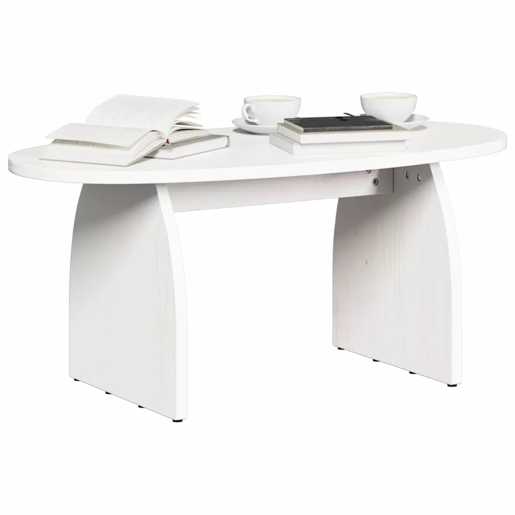 Tavolino da salotto Bianco 80 x 40 x 35 cm Pino massello 873533