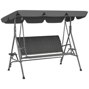 Dondolo da Giardino 3 Posti in Rattan PE e Acciaio ¨C zephmum ¨C Grigio 204x112x150 cm