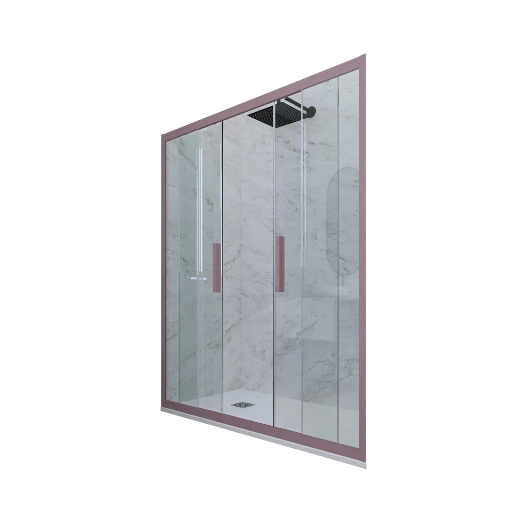 Porta doccia scorrevole 140 CM H 200 Vetro Trasparente Profilo Lavanda mod. Glam