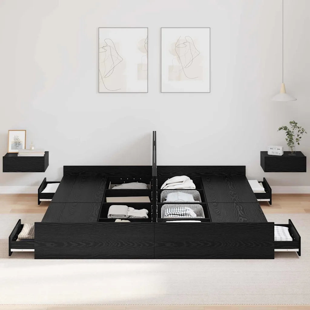 Struttura letto con contenitore Rovere Nero 180 x 200 cm 3335270