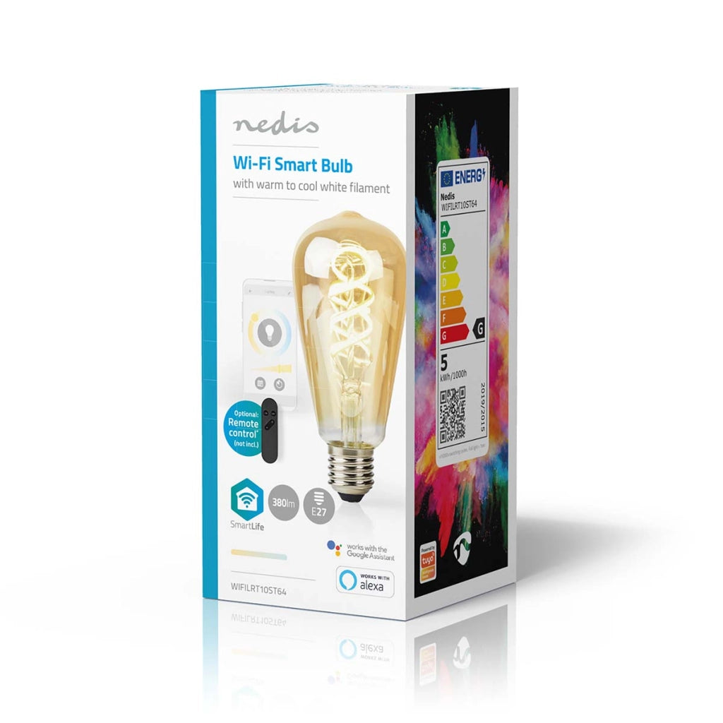 Lampadina connessa Wi-Fi LED 4,9W 360lm E27 SmartLife Formato ST64 Bianco Nedis
