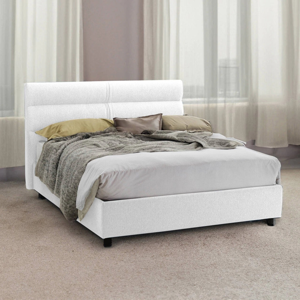 Briona, Letto Piazza e Mezza Sfoderabile Made in Italy, Bianco