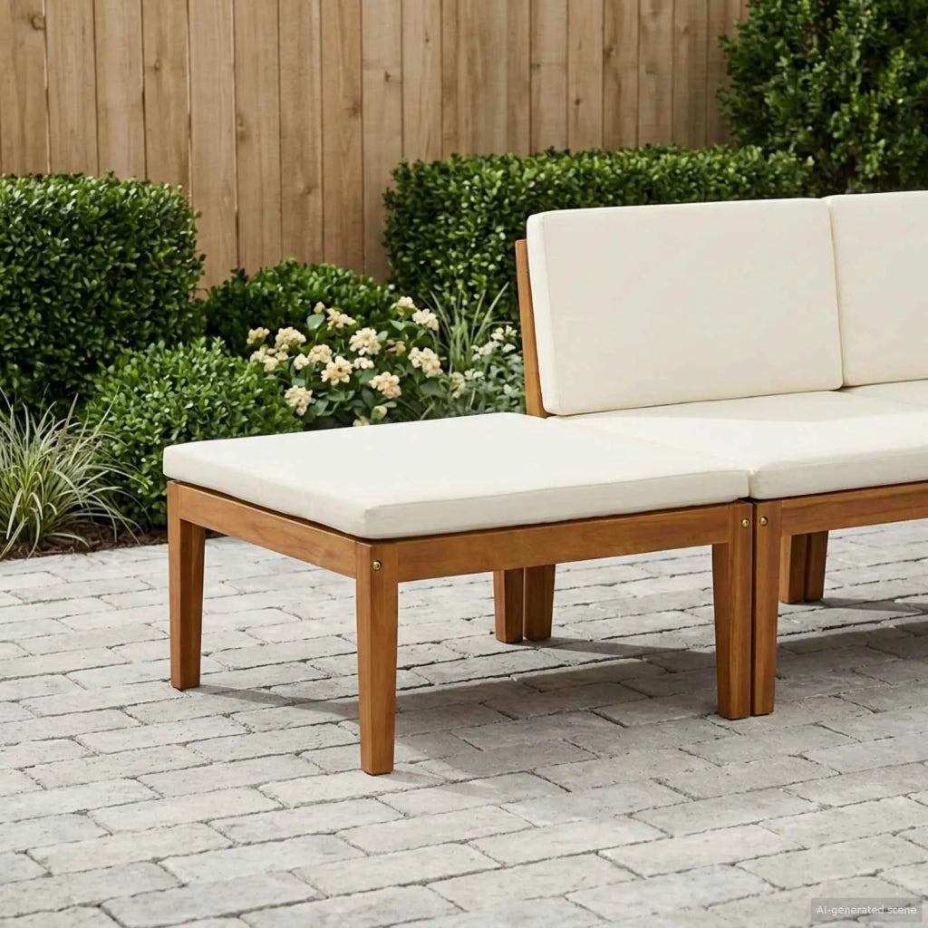 Poggiapiedi da giardino con cuscino Legno di Acacia Massello 42022064
