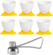 Corona dorata - Set di apripomodori - Set di apriuova - Apriuova in acciaio inossidabile - Standard di apriuova cartoon - Colazione per bambini - Sostegno per uova - Adatto per uova cotte