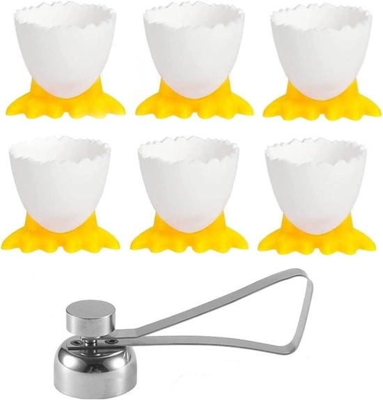Corona dorata - Set di apripomodori - Set di apriuova - Apriuova in acciaio inossidabile - Standard di apriuova cartoon - Colazione per bambini - Sostegno per uova - Adatto per uova cotte