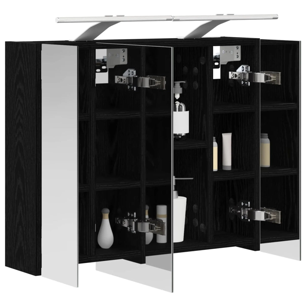 Mobiletto per specchio da bagno Rovere Nero 60 x 14,5 x 50 cm