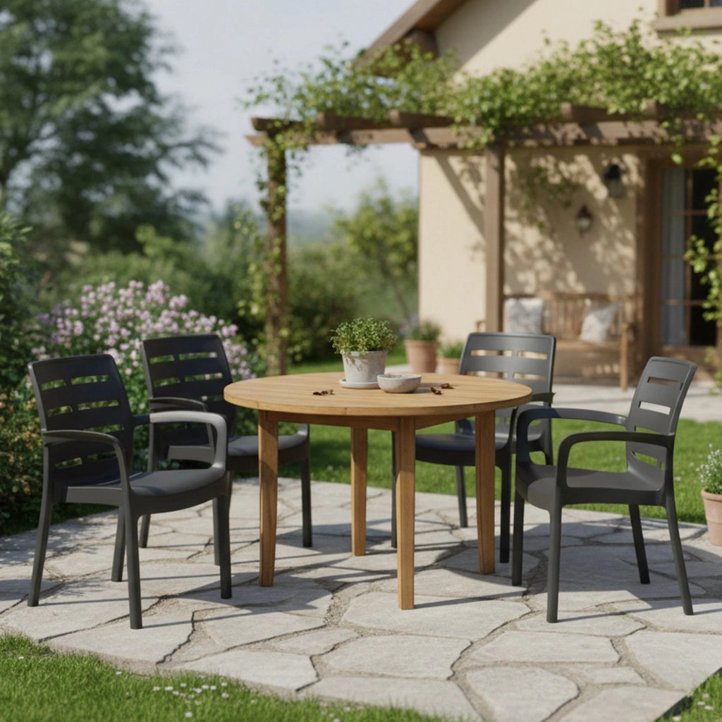 Excel, Sedia da Esterno 4 Sedie Made in Italy, Nero