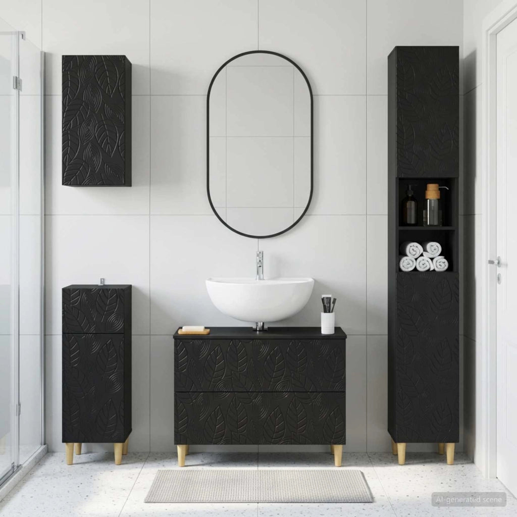 Set di Mobili da Bagno da 4 Pezzi DELFT Nero 3417946