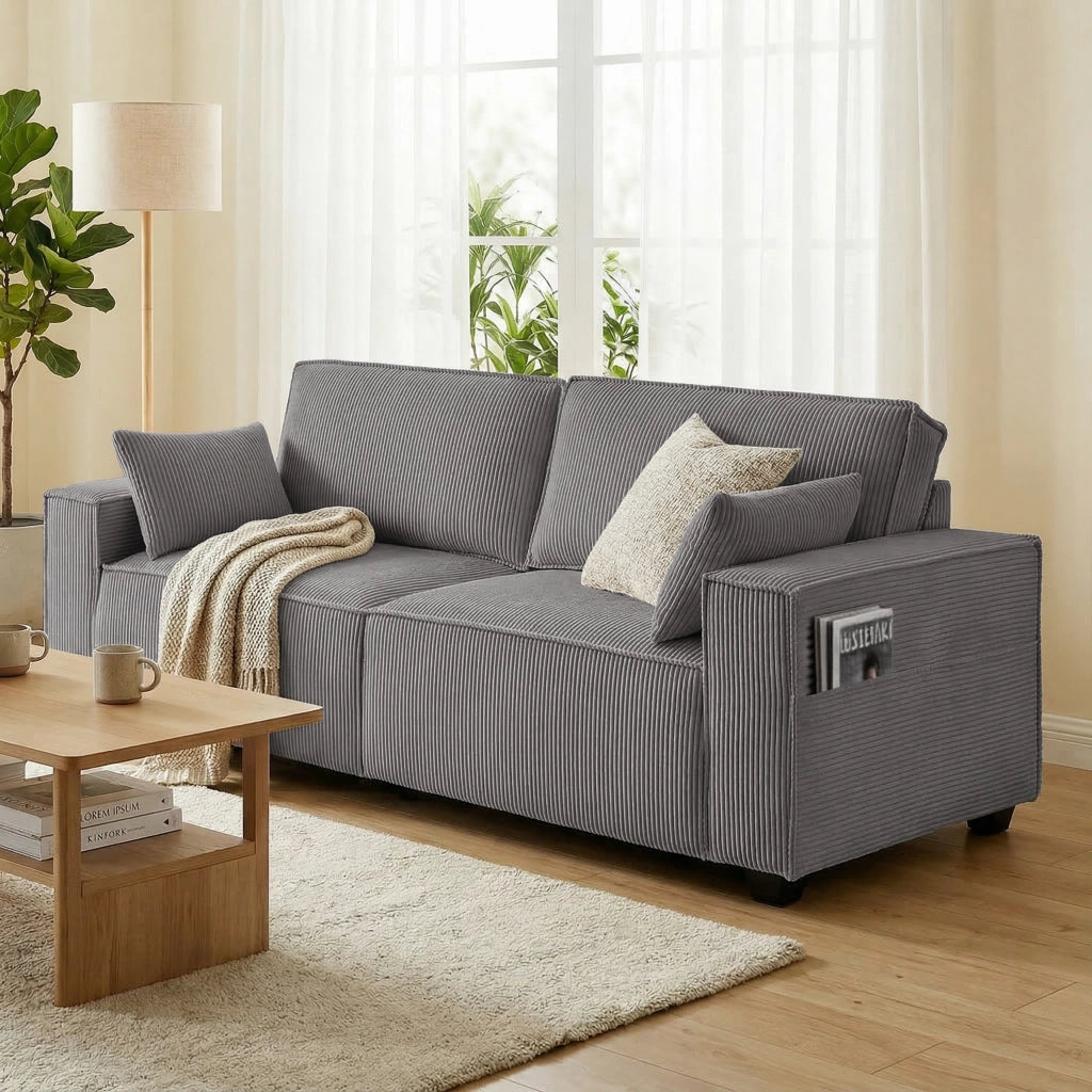 Divano 3 posti ¨C zephmum ¨C tessuto, grigio chiaro, 218 cm