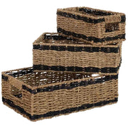 Set di 3 cestini in giunco ​​marrone 32x22xh11, 28x17xh10, 23x12xh9