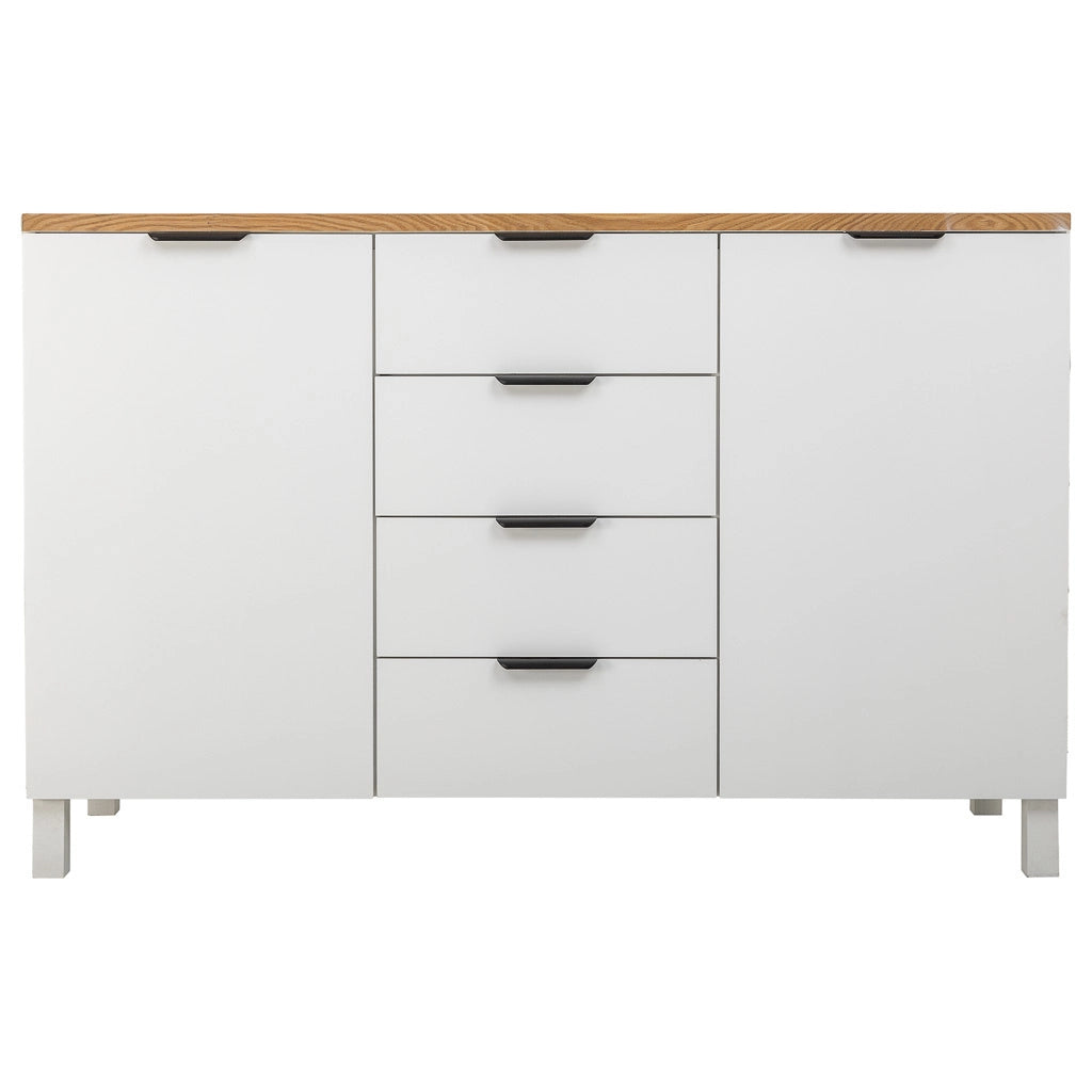 Credenza in legno con 4 cassetti e 2 ante 124x40x80h cm