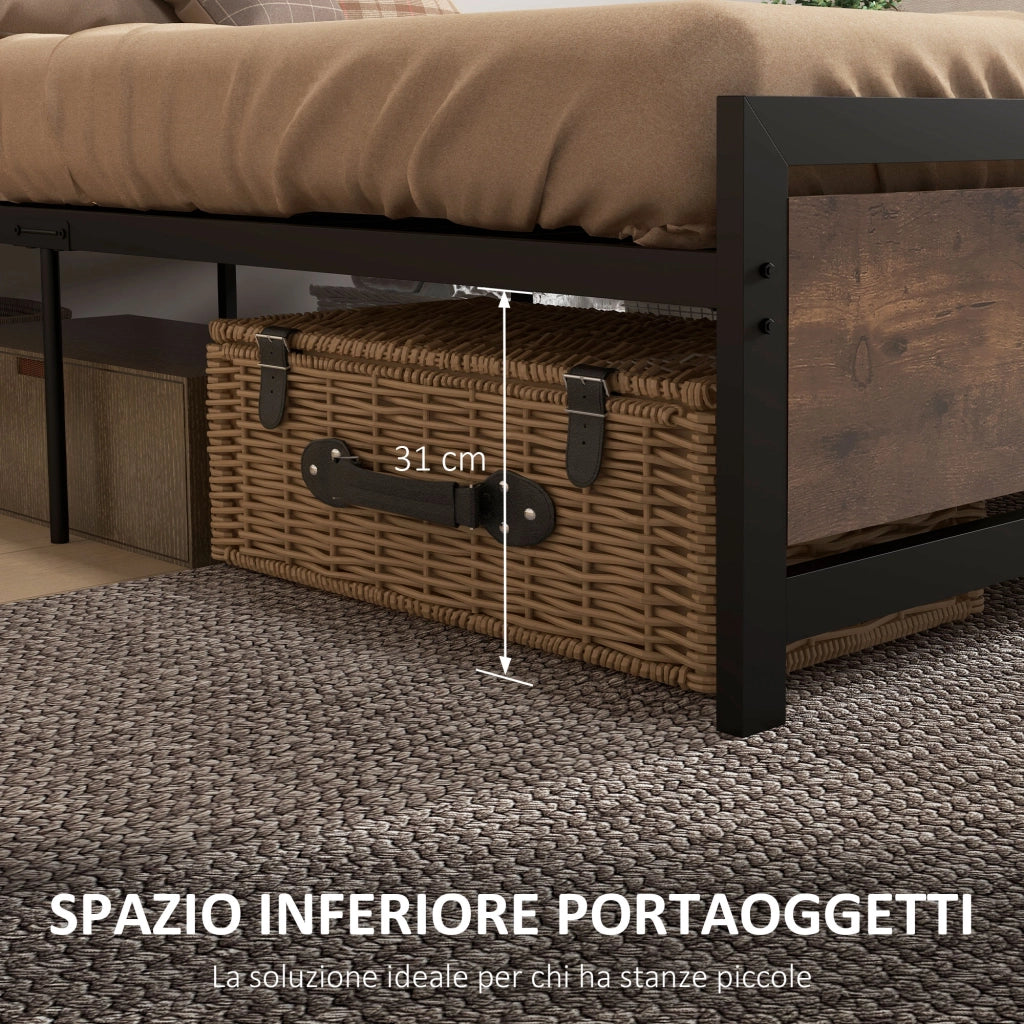 Letto Singolo in Legno e Metallo con Doghe ¨C Zephmum ¨C 90x200 cm