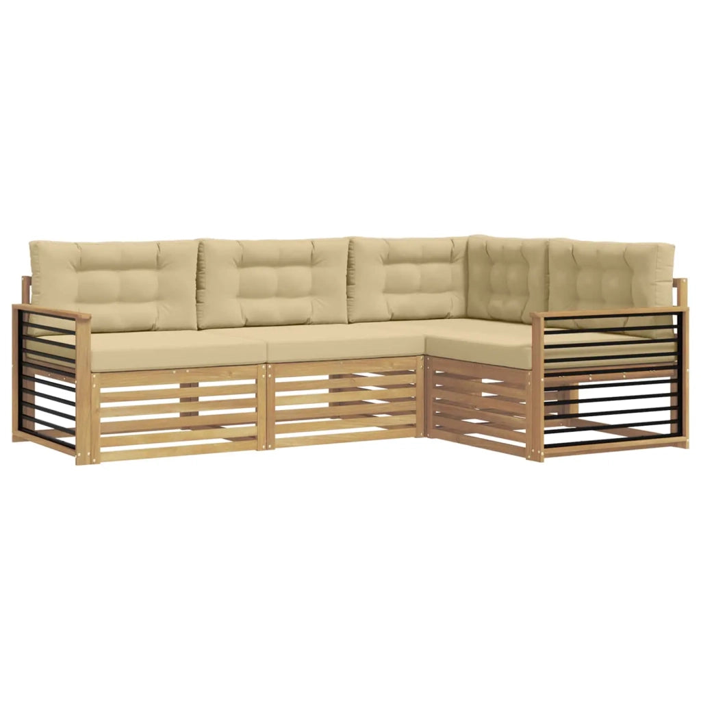 Set di divani da esterno 5 pcs Bianco e Beige Poliestere 3390418
