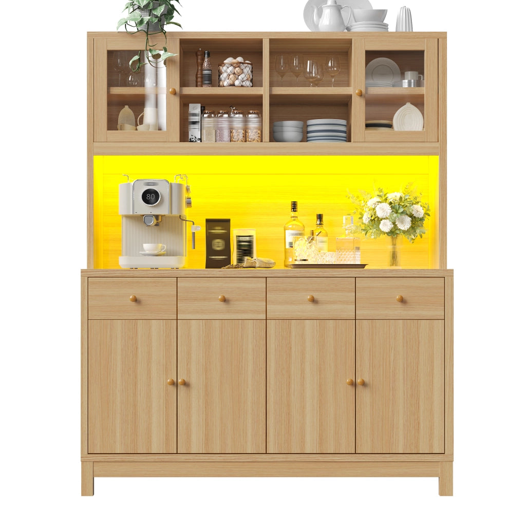 Credenza LED RGB con 4 cassetti; ante e ripiani regolabili; in MDF; per cucina; 140 × 38;5 × 180 cm