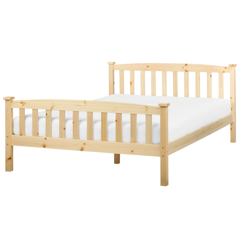Letto matrimoniale in legno di pino chiaro 140 x 200 cm rete a doghe