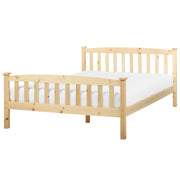 Letto matrimoniale in legno di pino chiaro 140 x 200 cm rete a doghe