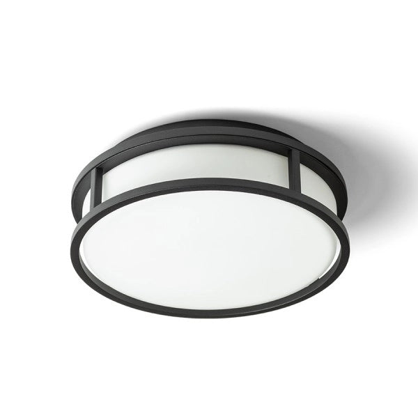 Plafoniera GRANDE LED 25 da soffitto  vetro opalino/nero 230V LED 12W IP44  3000K