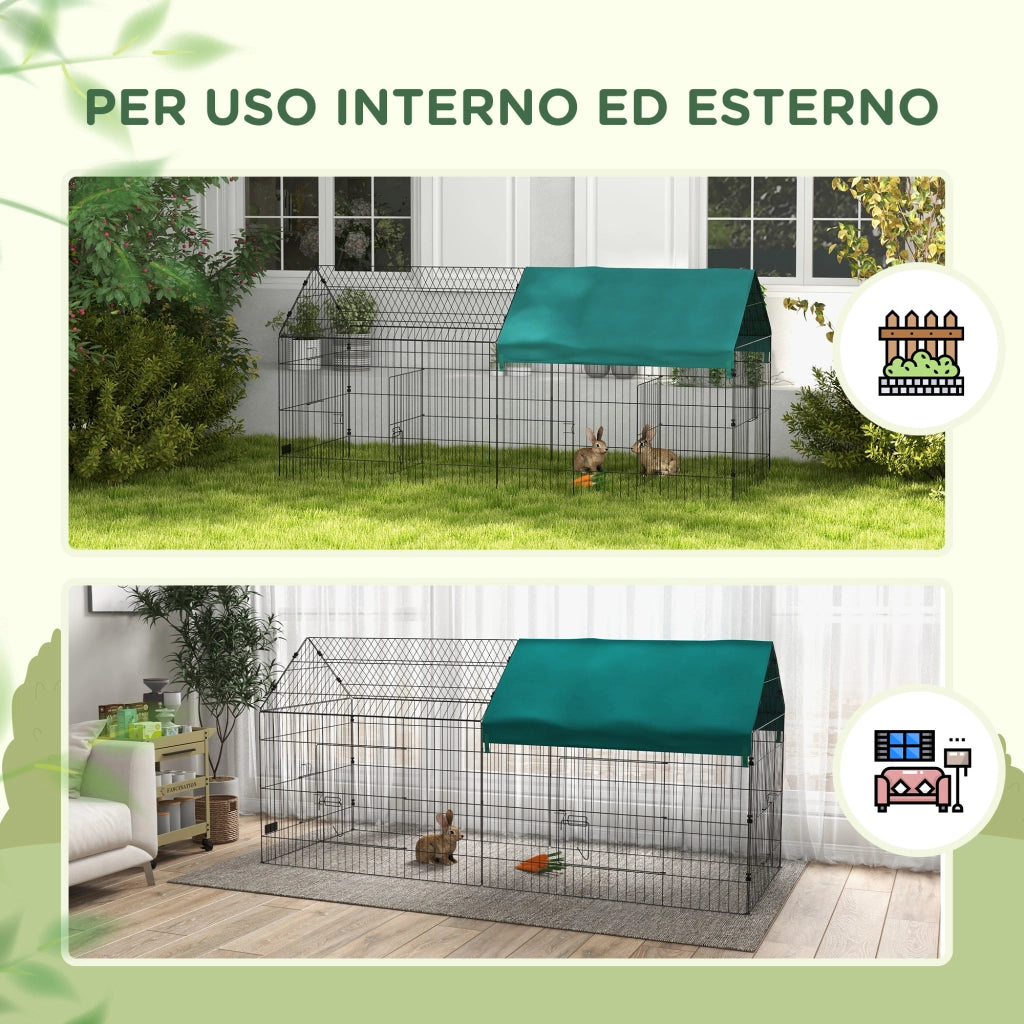 Casetta per Conigli da Giardino e Interno ¨C Minimal ¨C Verde 220x85x103 cm