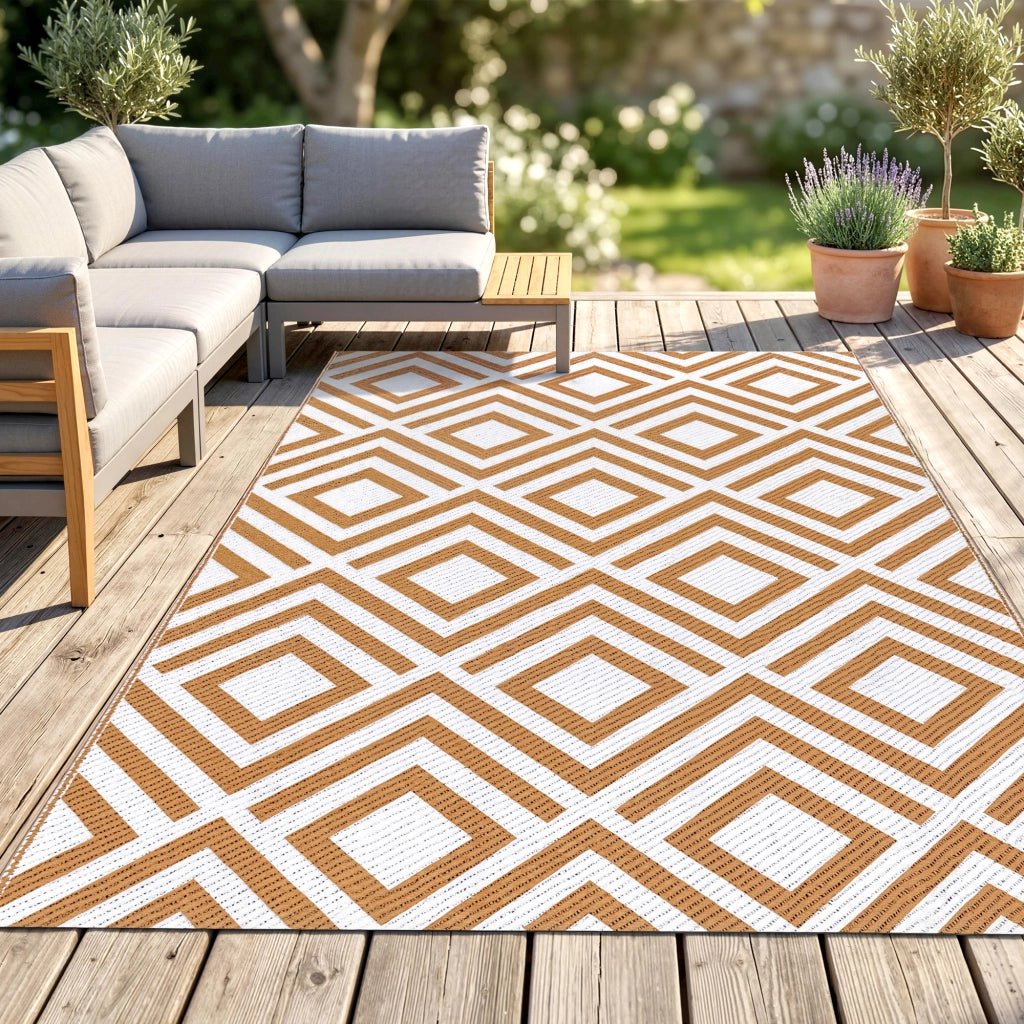 Tappeto Esterno Reversibile ¨C zephmum ¨C 182x274 cm, Marrone e Bianco