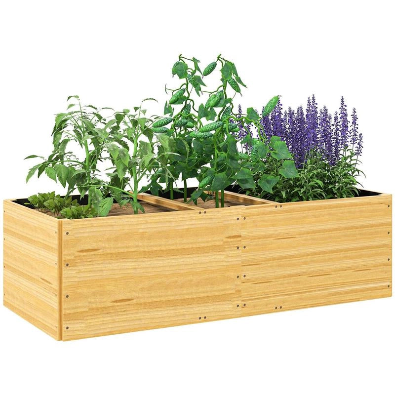 FIORIERA DA ESTERNO IN LEGNO DI ABETE DIVISA IN 3 AREE CON STRATO IN TESSUTO NON TESSUTO 140X60X40 CM