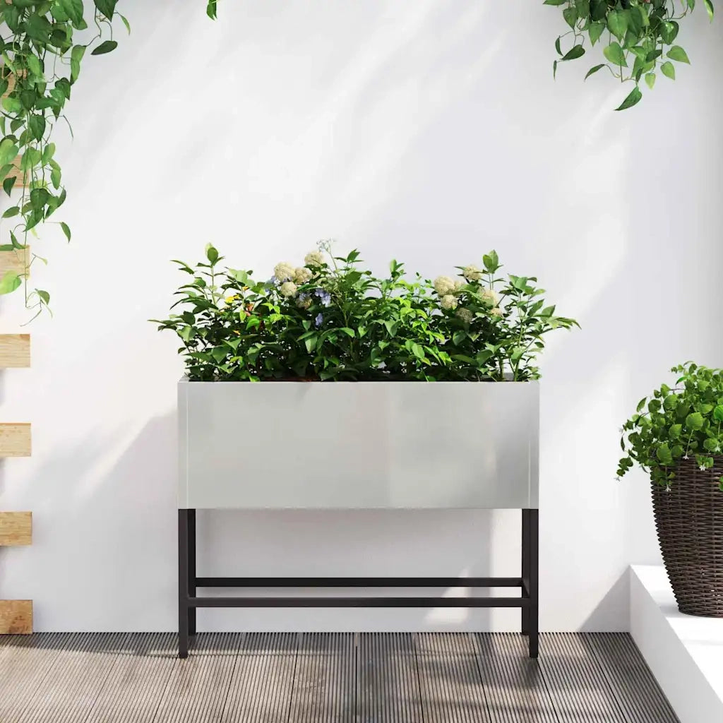 Vaso da Giardino Rialzato Argento 60 x 26 x 45 cm 865887