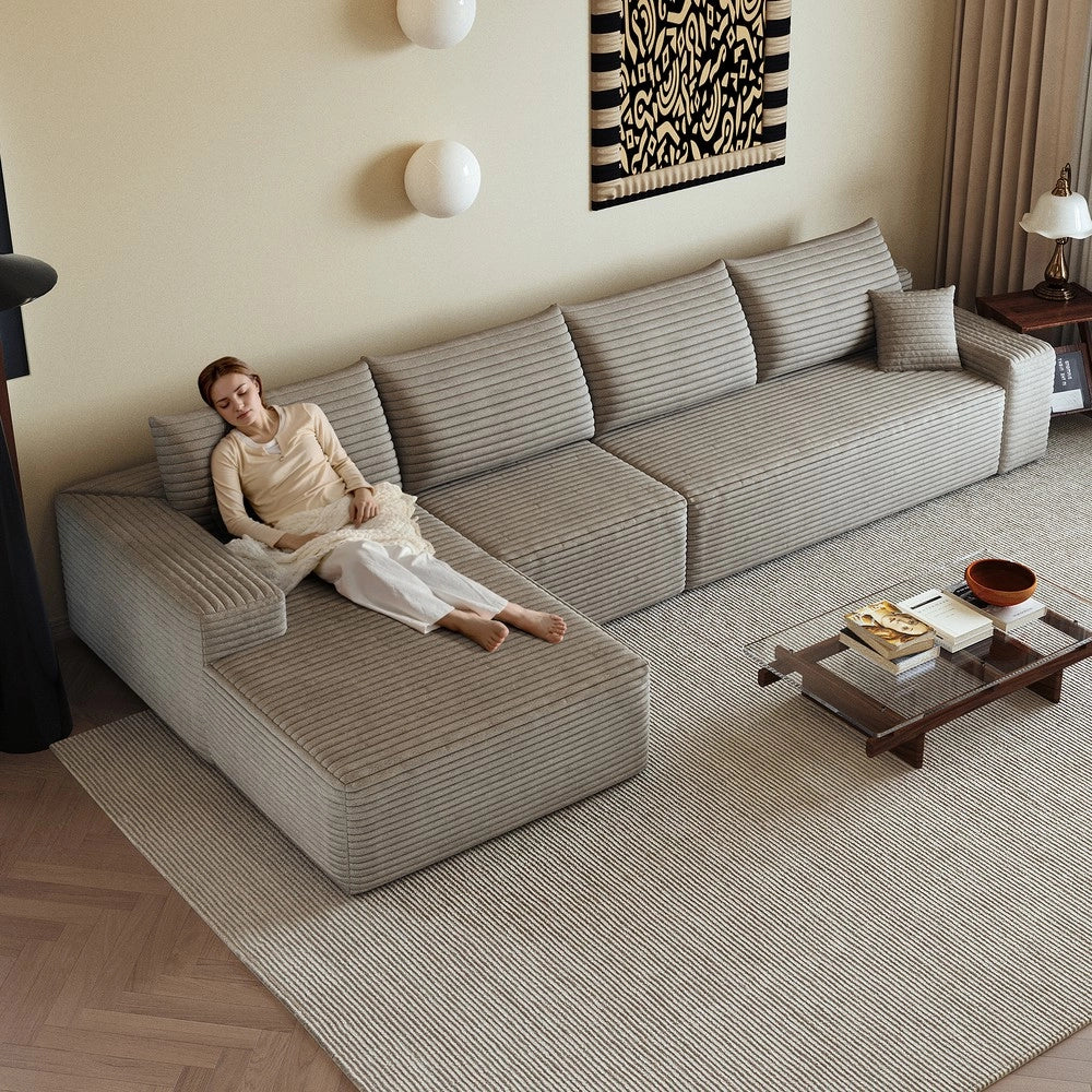 Divano angolare modulare Chaise Longue ¨C Minimal ¨C Camel 340cm