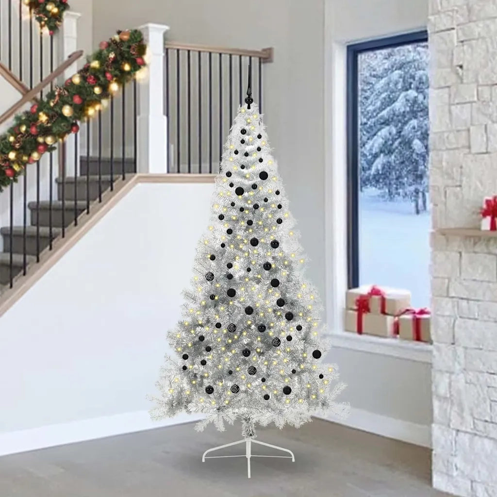Albero di Natale artificiale con luci integrate Argento 240 cm 3397233