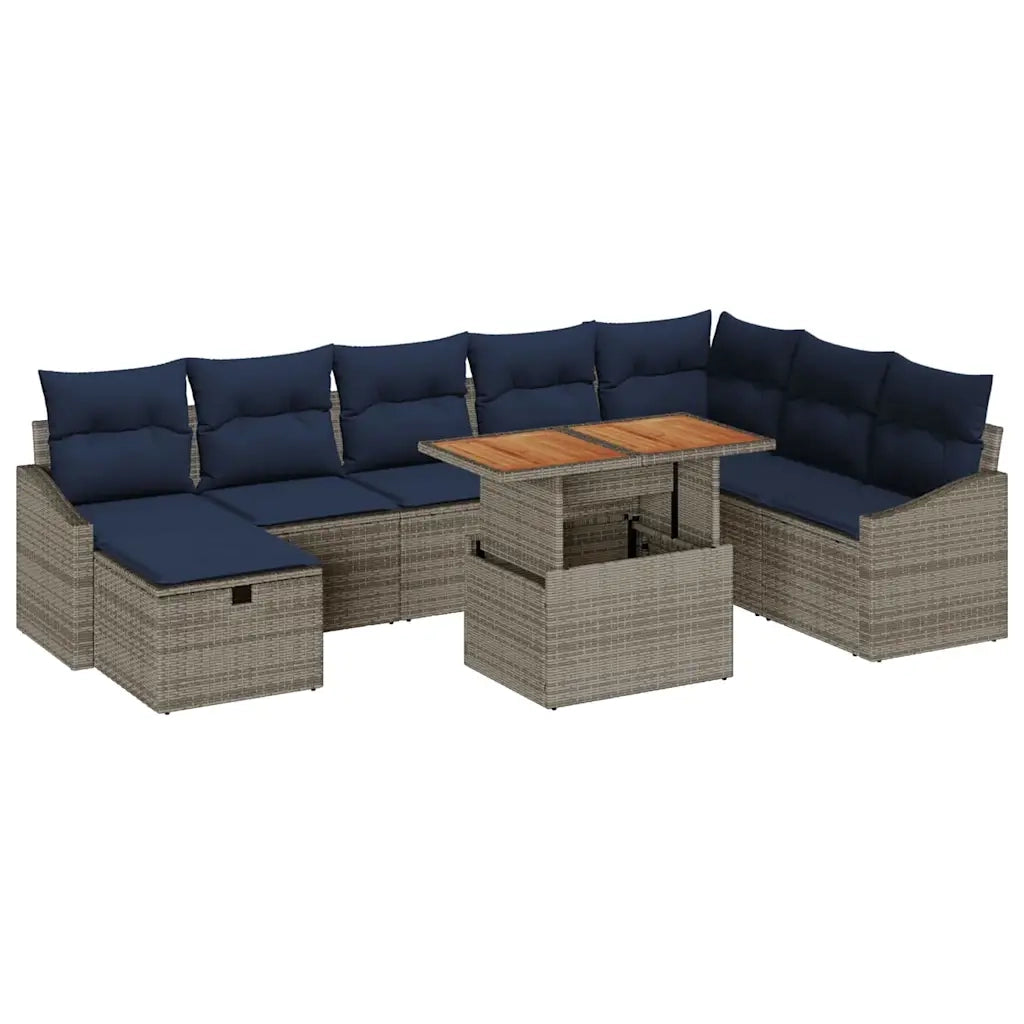 Set Divano da Giardino 9 pcs Grigio polyrattan 3361374