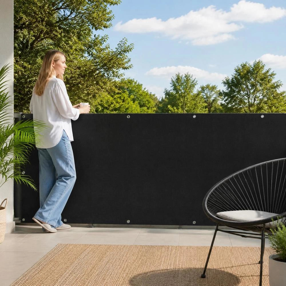 Balcony Privacy Screen, Black, 90x500 Cm, Oxford Fabric