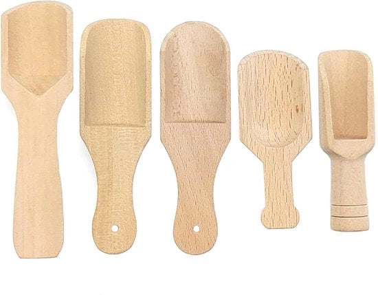 Lepels in Legno - 5 pezzi - Mini Zanghera per Zucchero, Caffè, Dolci - Alta Qualità Legno, Cucina, Caffè, Spezie, Tè