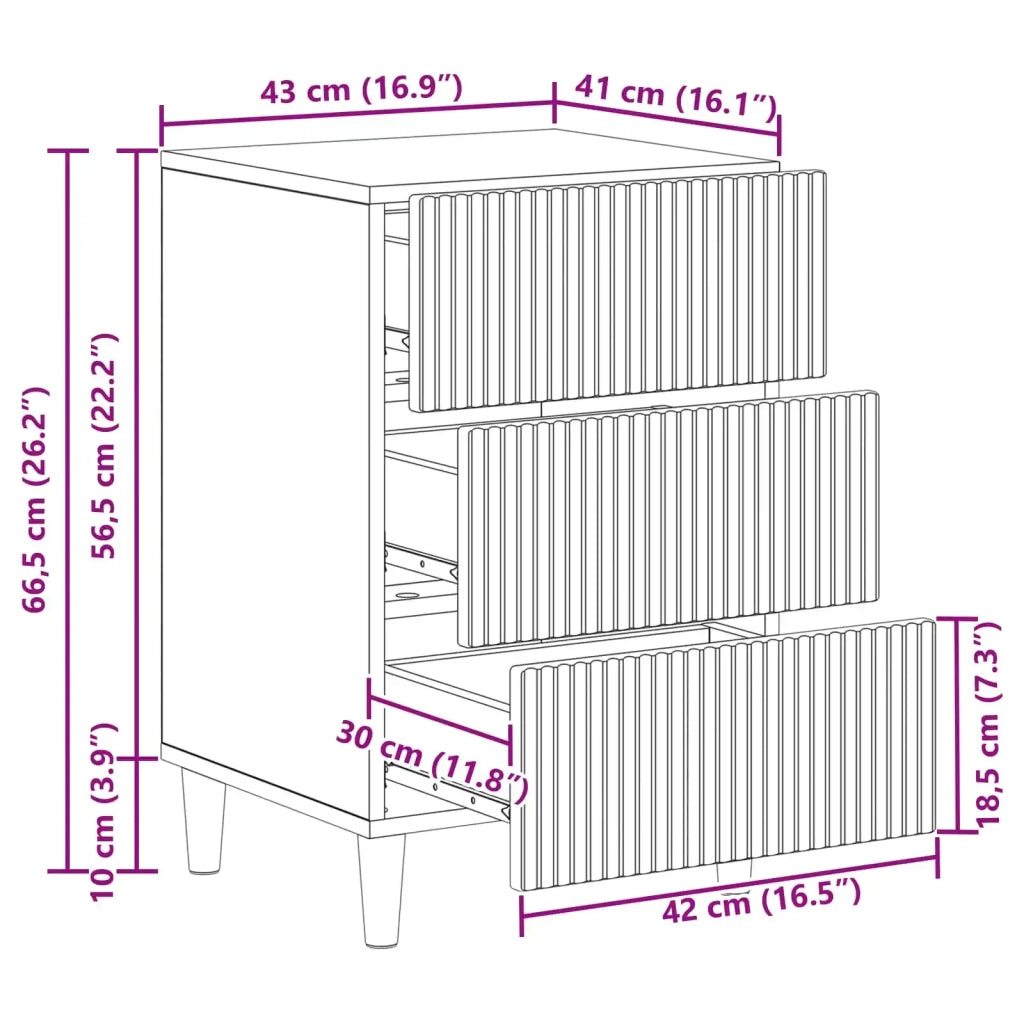 Armadio da Notte con cassetto Legno antico 43 x 41 x 66,5 cm 894563