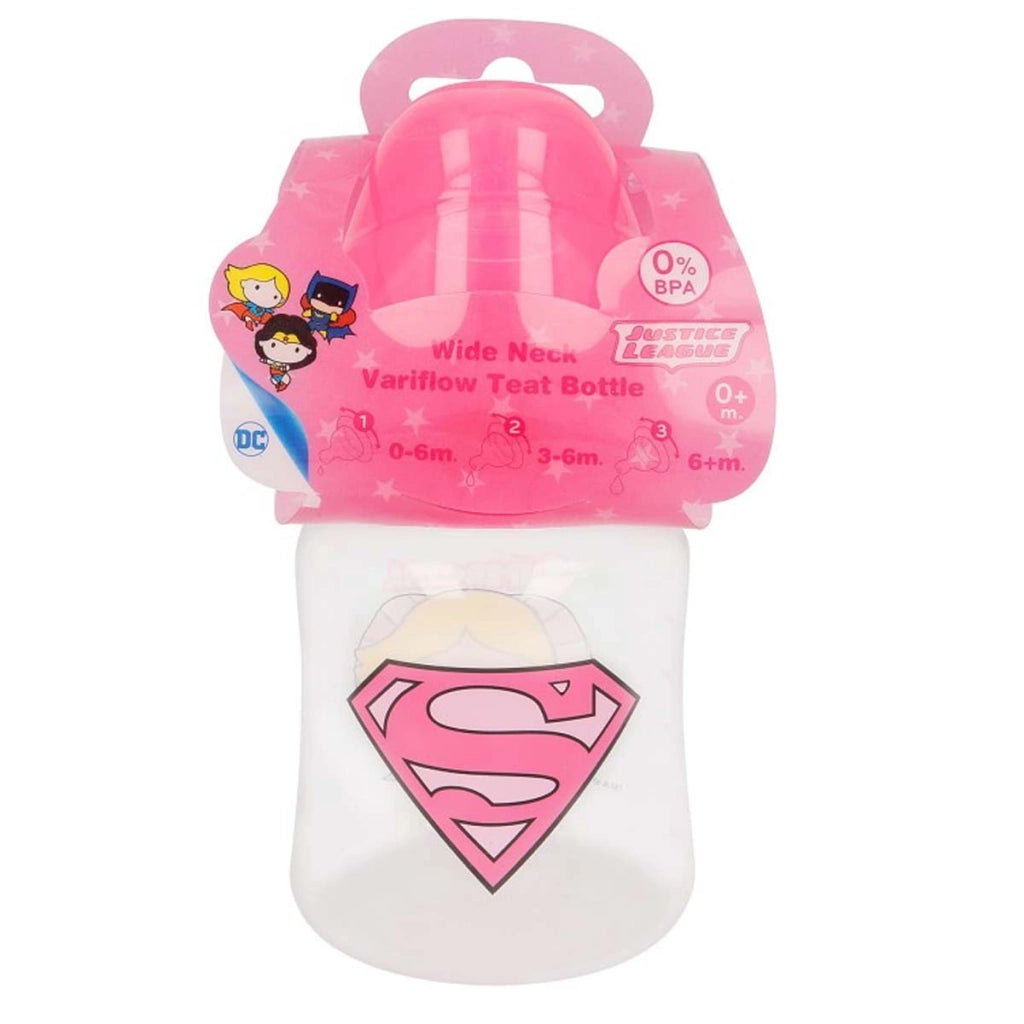 Biberon per neonati 150 ml Supergirl con tettarella in silicone senza BPA Rosa Superman