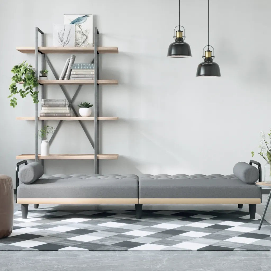 Divano letto | Sof¨¤ letto | Letto singolo con Braccioli Grigio Chiaro in Tessuto