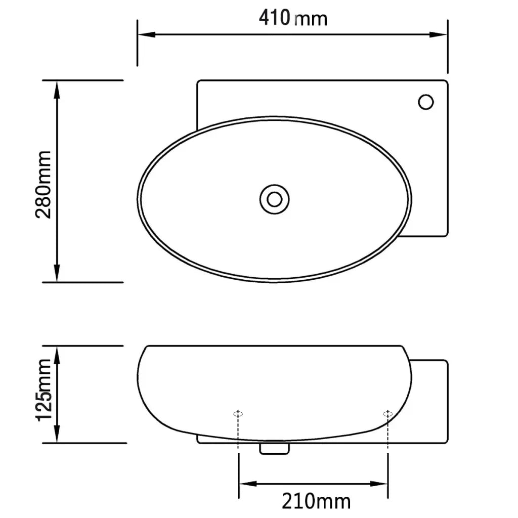 Lavello Ceramica con Foro Rubinetto e Troppo Pieno Bianco CFW3615101