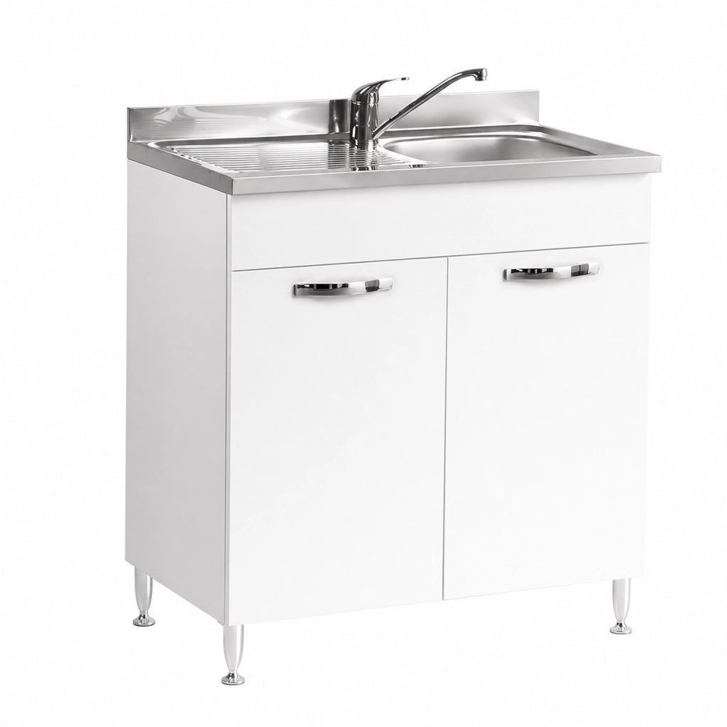 MOBILE SOTTOLAVELLO PER CUCINE COMPONIBILI L.80 x P.50 x H.85. - 2 ante - col. bianco  - LINEA AZZURRA