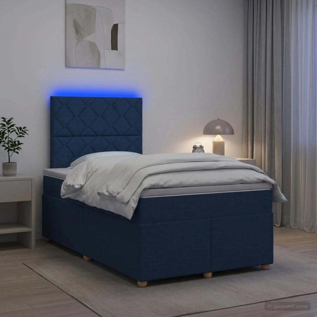 Letto box spring con materasso Blu 120 x 200 cm Tessuto 3455335
