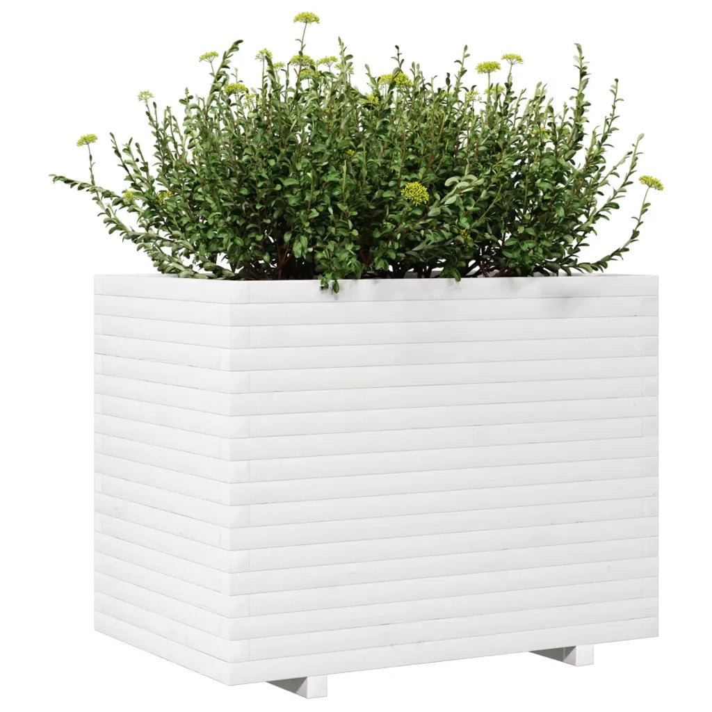 Fioriera da Giardino Bianca 90x60x72 cm Legno Massello di Pino 3282645