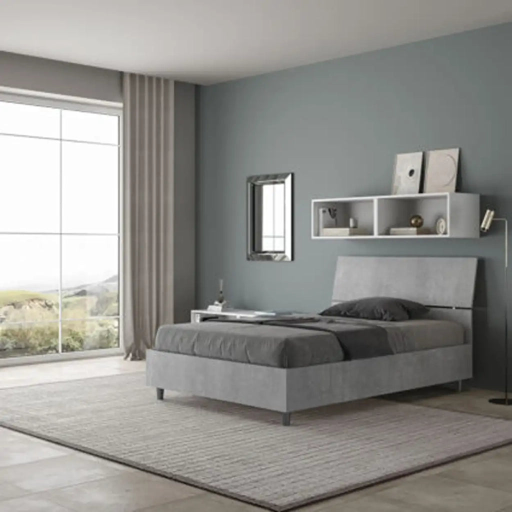 Letto una piazza e mezza senza rete 120x190 testata inclinata cemento Demas