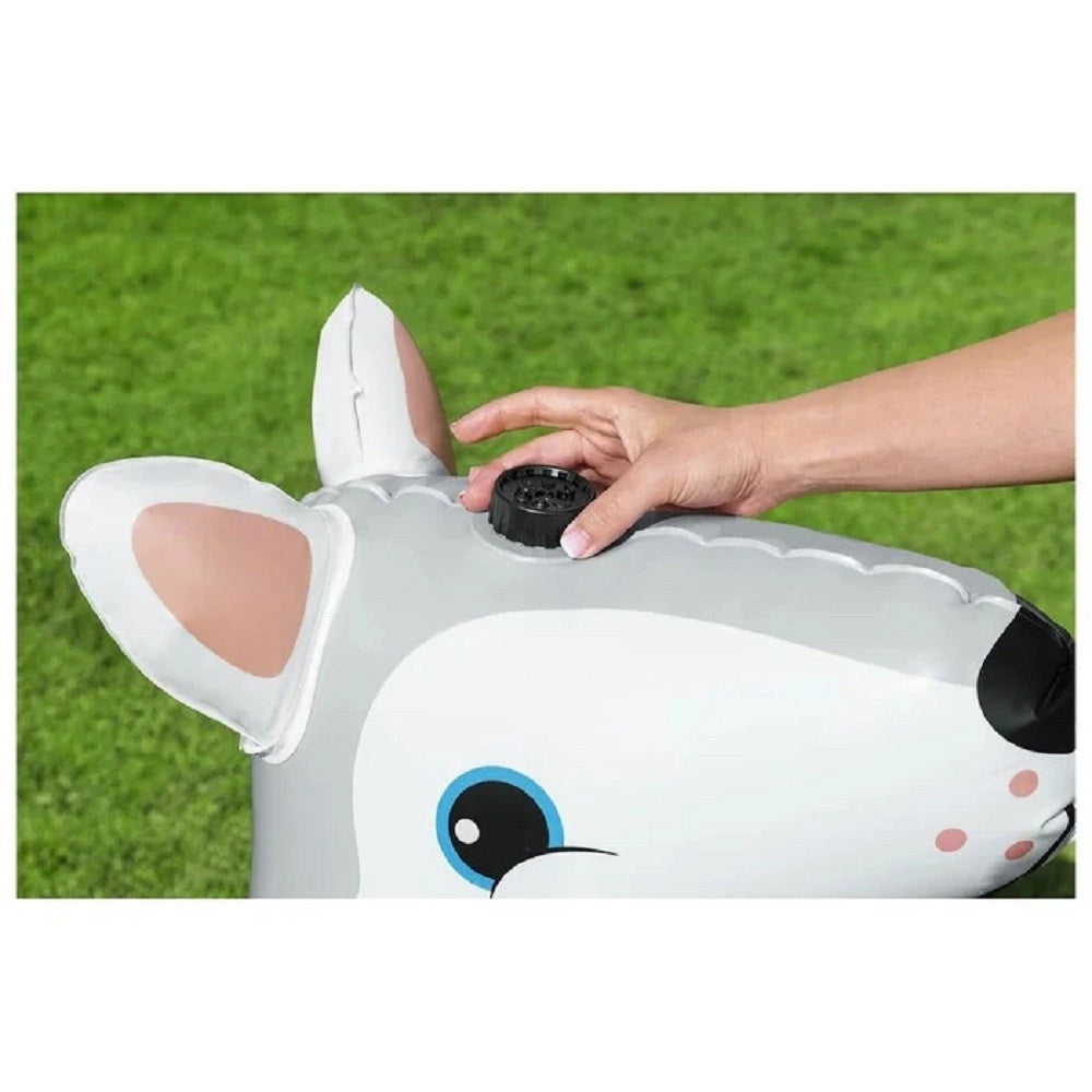 Trade Shop - Cane Spruzza Acqua Irrigatore Gioco Gonfiabile Happy Husky 112x44x100 Cm 52570 -