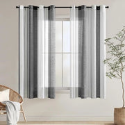 Gordini a voile trasparente a strisce con occhi - Set da 2 - 140 x 160 cm - Bianco