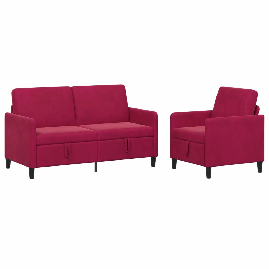 Set di Divani con Storage 2 pz Rosso Vino Poliestere 3429195
