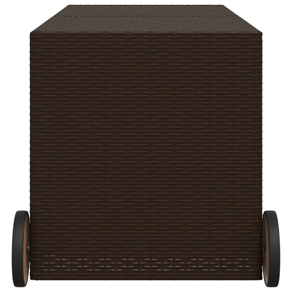 Contenitore da Giardino con Ruote Marrone 283L in Polyrattan 365317